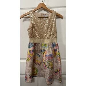 Blush by Us Angels Girls' Sequin Butterfly Tank Dress with Brocade Skirt, 14